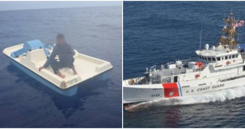 Migrante a bordo de una bicicleta acuática es rescatado por la Guardia Costera de Estados Unidos cerca de Cuba migrante-guardia-costera-de-EEUU