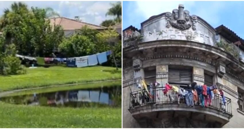 Debate en redes sociales por video de una tendedera en el patio de una casa en Miami tendederas en Miami-Costumbres cubanas