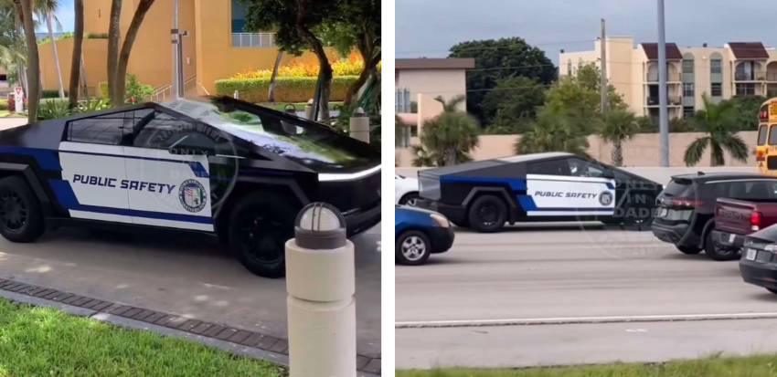 Sensación en las calles de Miami con patrulleros Tesla Cybertruck de una compañía de seguridad captura