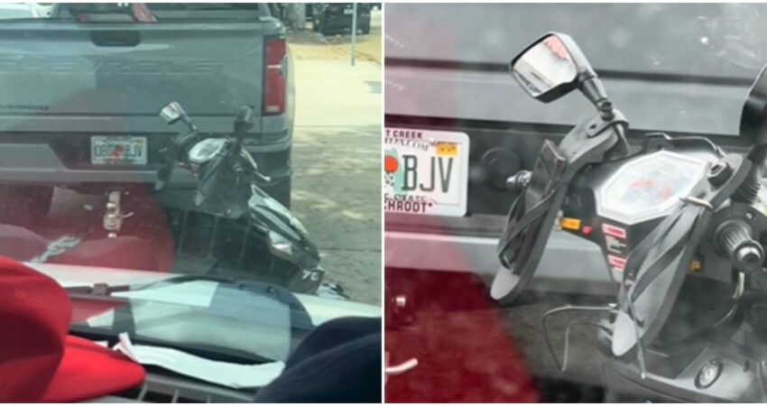 Conductor de moto en Miami usa una chancleta como soporte para su teléfono móvil conductor de Miami-invento