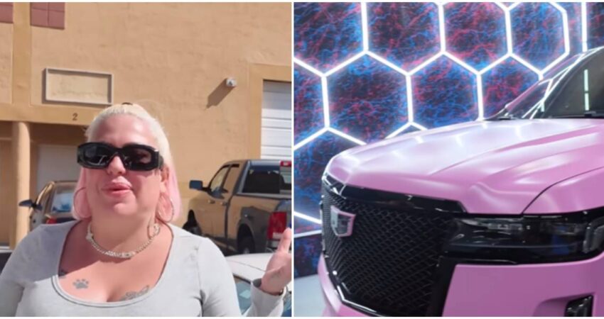 La Diosa sorprende a sus seguidores con un nuevo look color rosa, en este caso a su auto diosa-auto-eosa