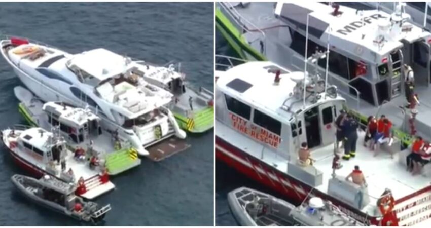 Doce personas logran salir ilesas de un incendio ocurrido en un barco de 80 pies que navegaba en aguas de Miami Beach incendio en barco-sin heridos