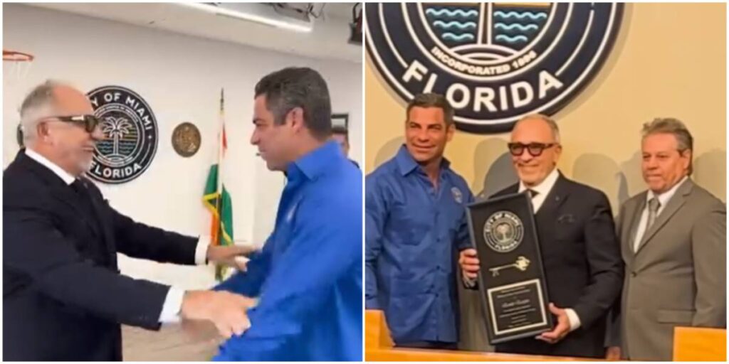 Entregan llave de la ciudad de Miami a productor cubano Emilio Estefan Entregan llave de la ciudad de Miami a productor cubano Emilio Estefan
