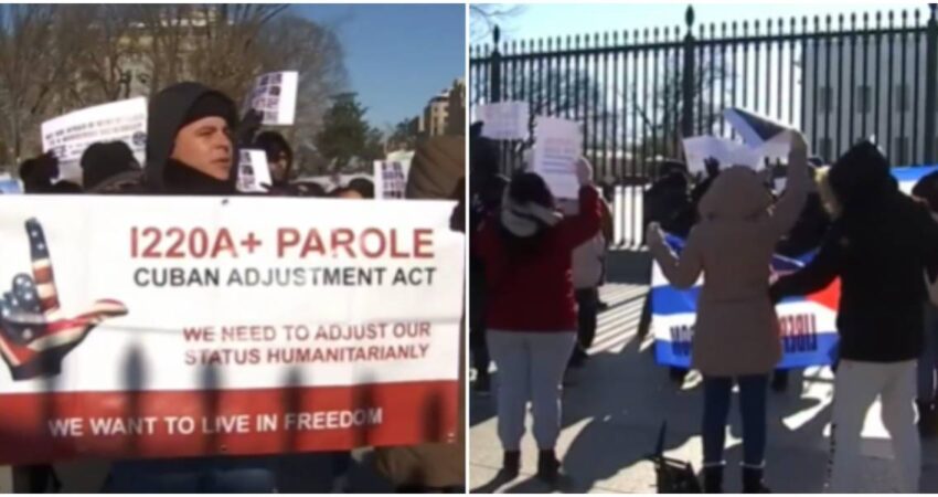 Cubanos con I-220A se manifestarรกn frente a la Casa Blanca para exigir la regularizaciรณn de su estatus migratorio cubanos con I-220A-protesta