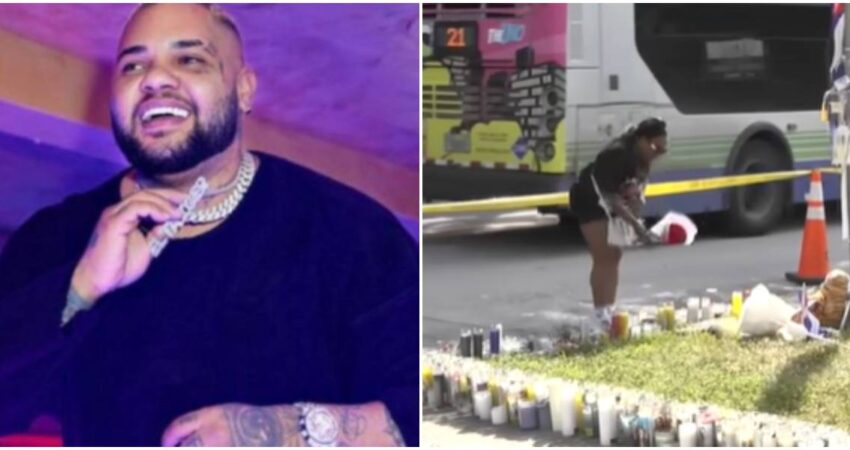 Fanรกticos del reguetonero cubano El Taiger le rinden homenaje frente al Hospital Jackson Memorial creando una especie de altar tras su lamentable fallecimiento homenaje-El Taiger