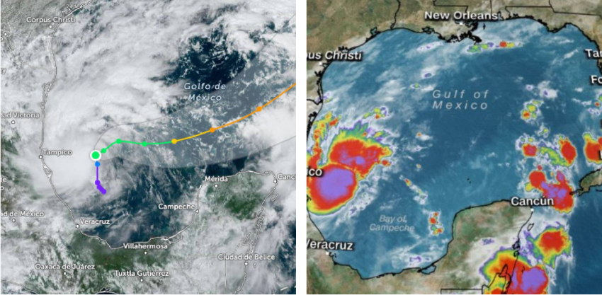 Depresiรณn Tropical 14 se intensifica y se convertirรญa en el huracรกn Milton amenazando a Florida mapa