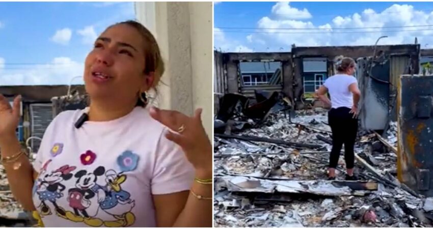 Pareja de cubanos en Cape Coral afectados tras el paso de Milton mujer cubana-incendio por tornado