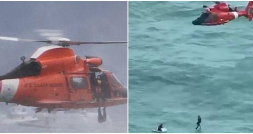 Guardia Costera rescata a hombre flotando en el mar encima de una nevera tras el paso de Milton rescates en Florida-guardia costera (1)