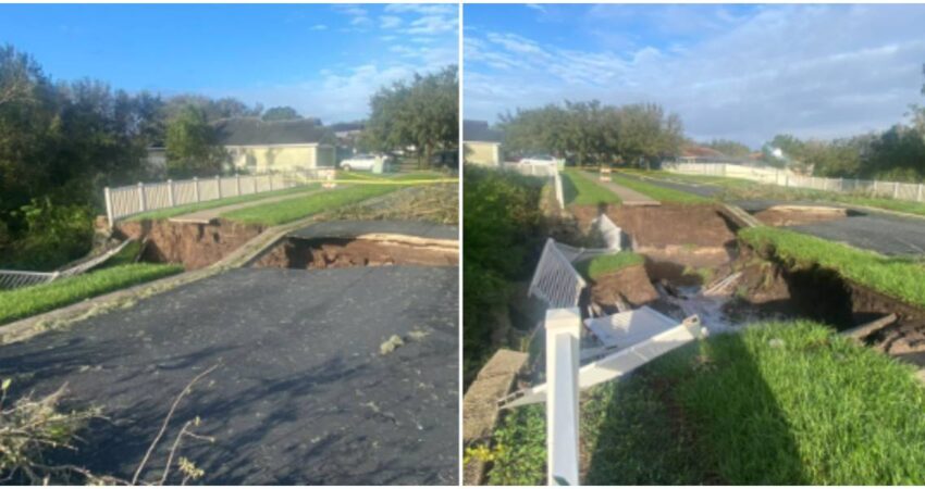 Vivienda en Florida se derrumba de forma parcial a causa de un socavรณn generado por las intensas lluvias ocasionadas por el huracรกn Milton socavรณn-derrumbe parcial de viviendas