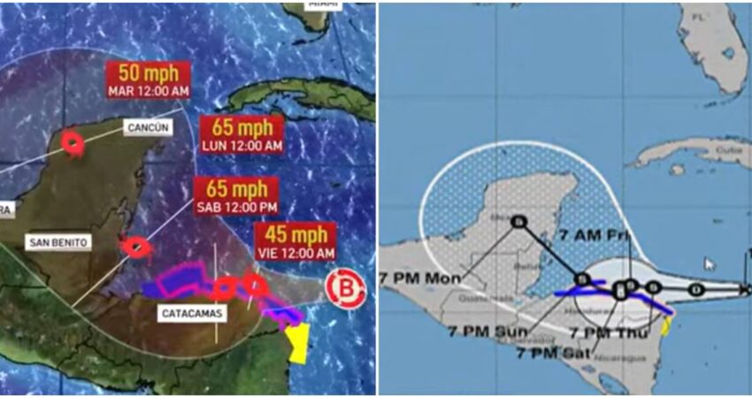 Depresión tropical número 19 de la temporada se forma en el Caribe con posibilidades de ser la tormenta Sara en unas horas Depresión tropical-Mar Caribe