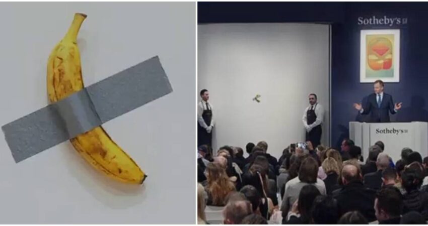 Venden por 6.2 millones de dólares el plátano con cinta adhesiva en subasta de Nueva York Plátano-Subasta en Nueva York