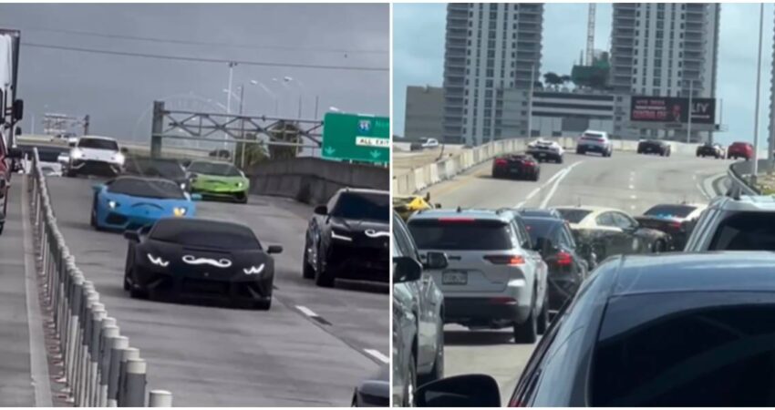Detienen trรกfico en la I-95 por exhibiciรณn de autos de lujo hacia Miami Beach desfile de autos de lujo-Interastatal I-95