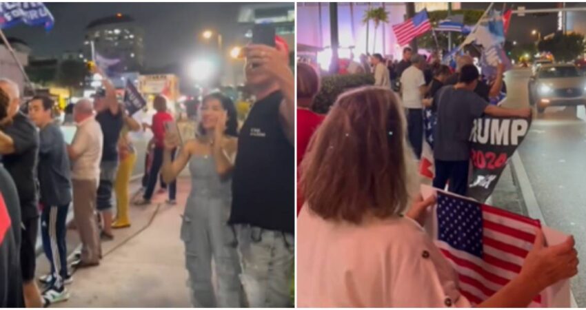 Cubanos se reúnen en el restaurante Versailles para celebrar el triunfo de Donald Trump en Florida en el marco de las elecciones presidenciales victoria de Trump en Florida-cubanos celebran en Versailles