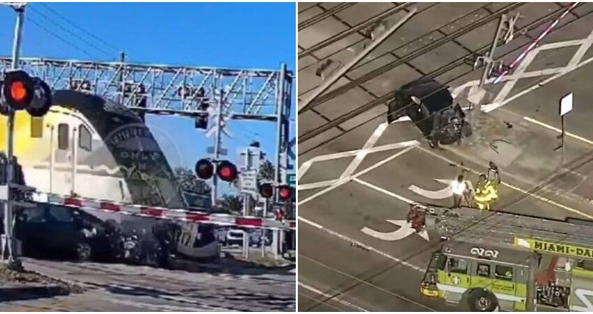 Tren rápido Brightline impacta un auto en North Miami Beach hiriendo a un conductor accidente-tren-miami