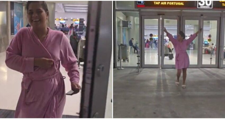 Cubana se aparece en el Aeropuerto de Miami con bata de casa y chancletas para viajar a Cuba cubana-aeropuerto-miami (1)