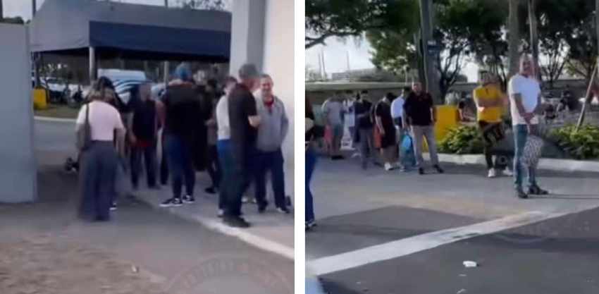 Impactante la línea de personas para hacer trámites en un una oficina de DMV de Miami linea miami