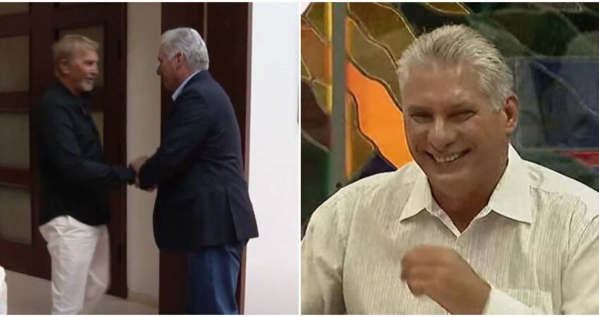 Actor estadounidense Kevin Costner dialoga sonriente con Dรญaz-Canel kevin-cosner