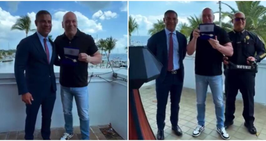 CEO de UFC, Dana White recibe de manos del alcalde de Miami la llave de la ciudad Dana White-Llave de la Ciudad