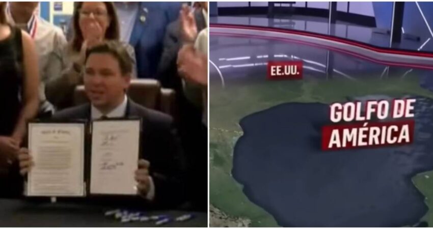 Gobernador de Florida aprueba dos proyectos de ley para modificar el Golfo de México a Golfo de América Ron DeSantis-Golfo de América
