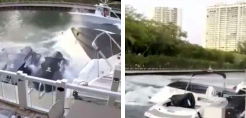 Pequeña embarcación choca con otra en canal en North Miami Beach, habían niños a bordo bote