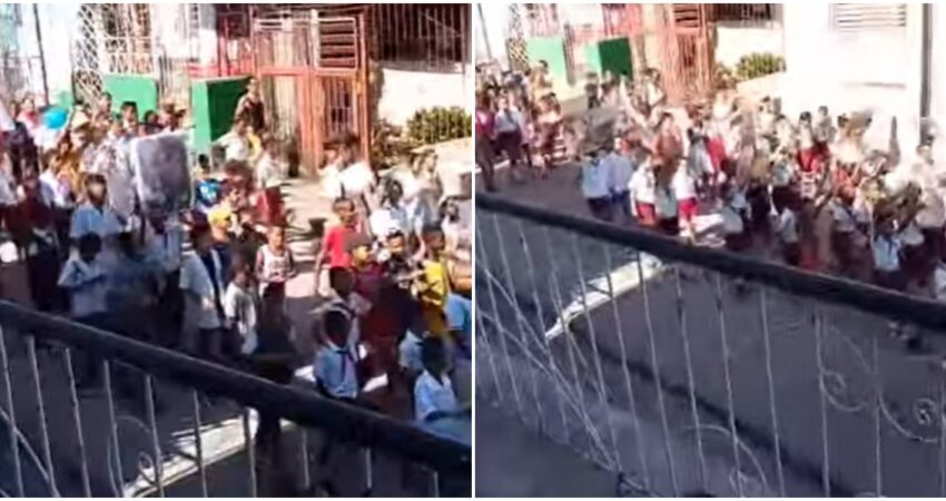 Régimen utiliza a niños para protagonizar acto de repudio frente a la sede de la UNPACU manifestación en Cuba-marcha comunista
