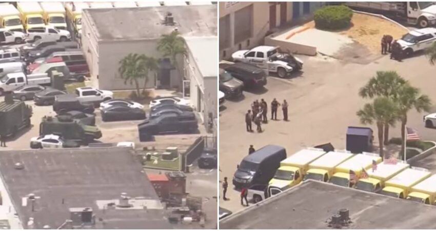 Fuerte despliegue policial en una concesionaria de automóviles en Miami tras reportes de un tiroteo tiroteo-Miami