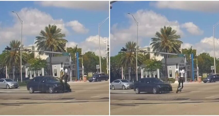 Hombre se salva por "un pelo" de ser atropellado en Miami accidente de tránsito-Miami