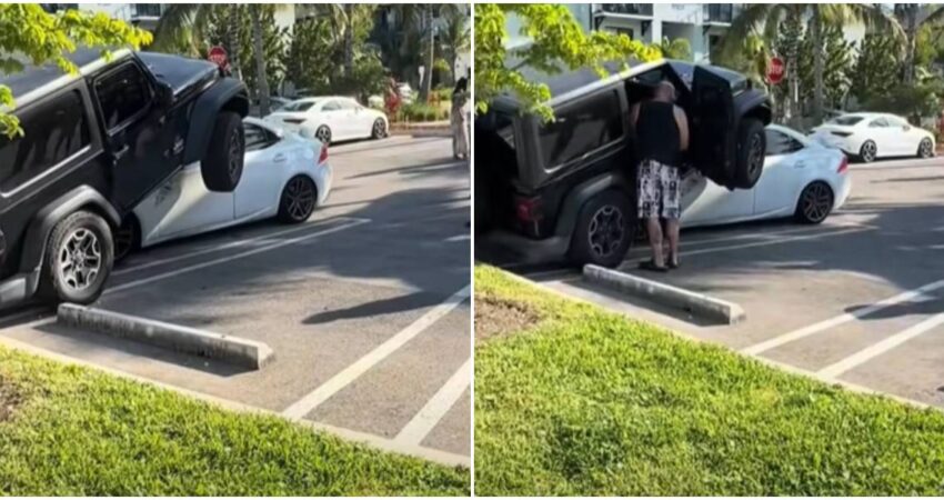 Insólito video que se hizo viral en las redes sociales muestra un vehículo encima de otro en un estacionamiento de Miami autos Miami-insólito