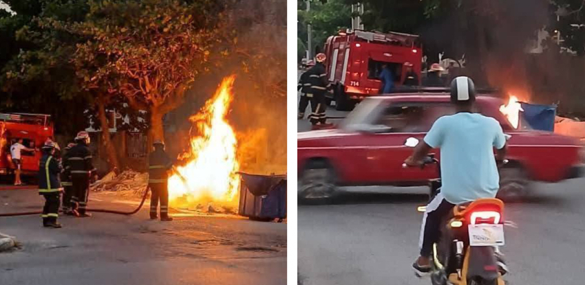 Protesta silente en Cuba: "Incendian tanques de basura en cรฉntrica avenida de El Vedado" bomberos