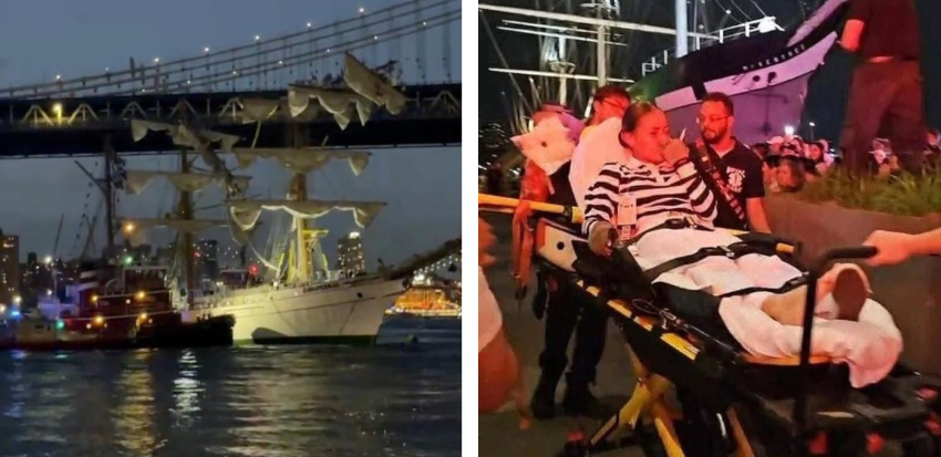 Colisión del buque de la Marina mexicana en Nueva York deja dos fallecidos y múltiples heridos buque