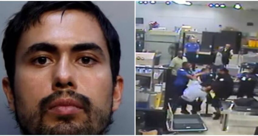 Hombre enfrenta cargos por agredir a un empleado de TSA en el Aeropuerto Internacional de Miami hombre preso-altercado en aeropuerto