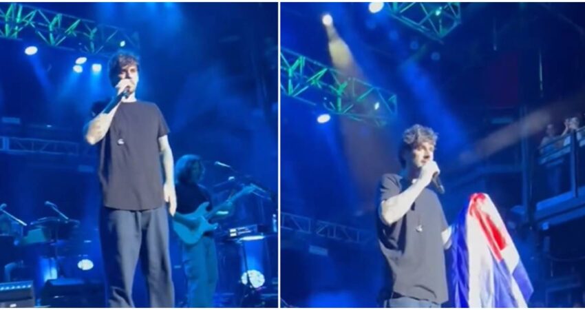 Melendi abraza una bandera cubana en pleno concierto y expresa un profundo mensaje de libertad: โยกViva mi Cuba libre!โ Melendi-Melendi bandera cubana
