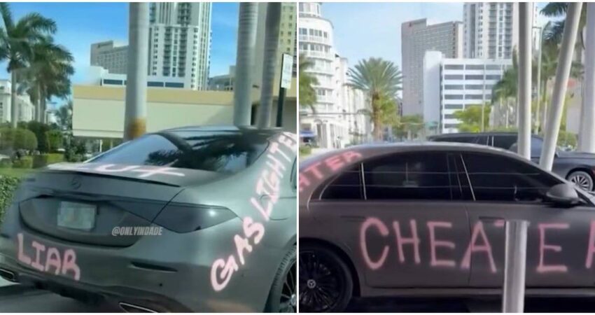 Cubana vandaliza Mercedes-Benz de su esposo en Miami tras presunta infidelidad auto-mercedes