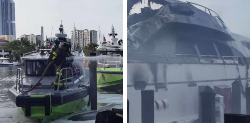 Voraz incendio consume varios yates de lujo en Sunny Isles Beach; autoridades mantienen abierta la investigación bombero