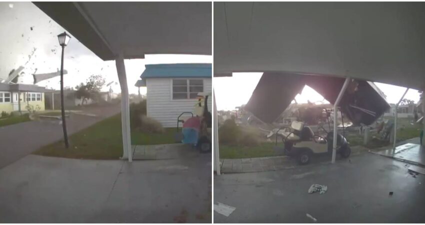 Captado en cámara tornado en Florida que levantó una casa del piso con una mujer dentro ocasionándole lesiones leves tornado en Florida