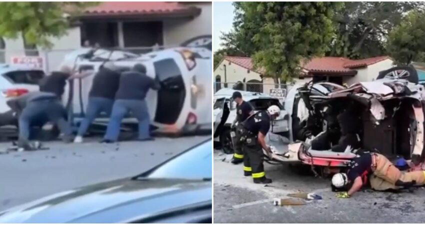 Aparatoso accidente en Miami deja cuatro heridos, incluida una mujer embarazada: investigan presunta persecuciรณn policial accidente de trรกnsito en Miami