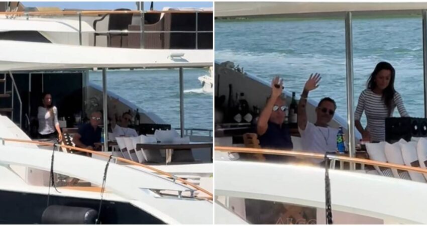 Video viral en redes sociales muestra a Marc Anthony disfrutando de un paseo en yate por Miami y saludando a sus fanáticos con total humildad Marc Anthony en yate en Miami