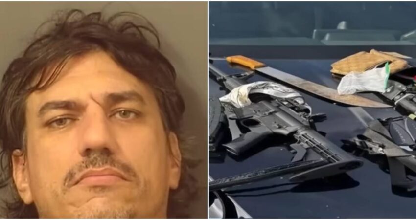 Arrestan en zona restringida de un aeropuerto de Florida a un hombre que tenía un rifle AR‑15 cargado y cuchillos dentro de un auto de alquiler hombre preso-armas de fuego