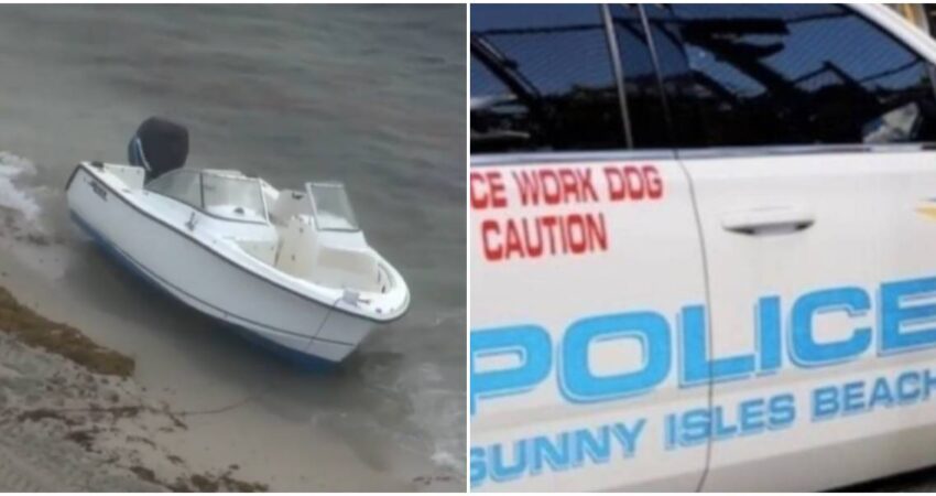 Hallan bote abandonado en la costa de Sunny Isles Beach mientras y en paralelo las autoridades buscan posibles navegantes Bote abandonado-Policía de Sunny Isles Beach
