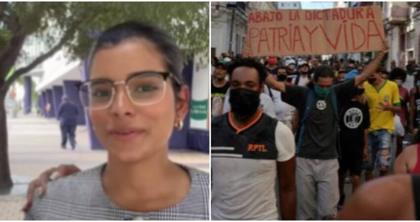 Joven cubana acusada en Cuba por manifestante del 11J consigue un respiro en EE.UU. después que USCIS reconociera su miedo creíble joven cubana-protestas en Cuba