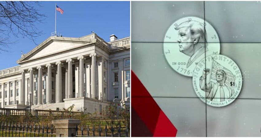 Departamento del Tesoro de EE.UU prepara monedas de 1 dólar con la imagen de Donald Trump y desata un debate nacional Departamento del Tesoro-Moneda Trump