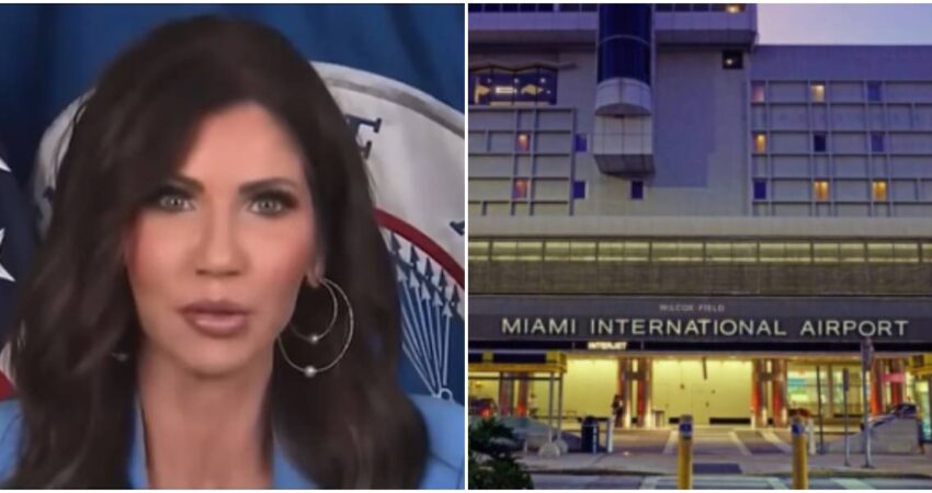 Aeropuertos del sur de Florida vetan mensaje la Secretaria de Seguridad Nacional Kristi Noem sobre el cierre del gobierno Kristi Noem-Aeropuerto de Miami