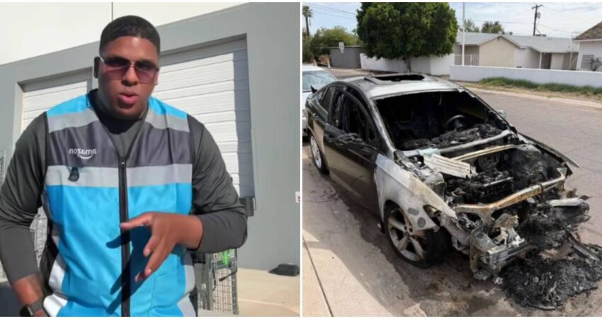โLo perdรญ todo en segundosโ: cubano en Arizona queda sin carro ni ingresos tras incendio trabajando para Amazon Flex cubano en Arizona-auto incendiado