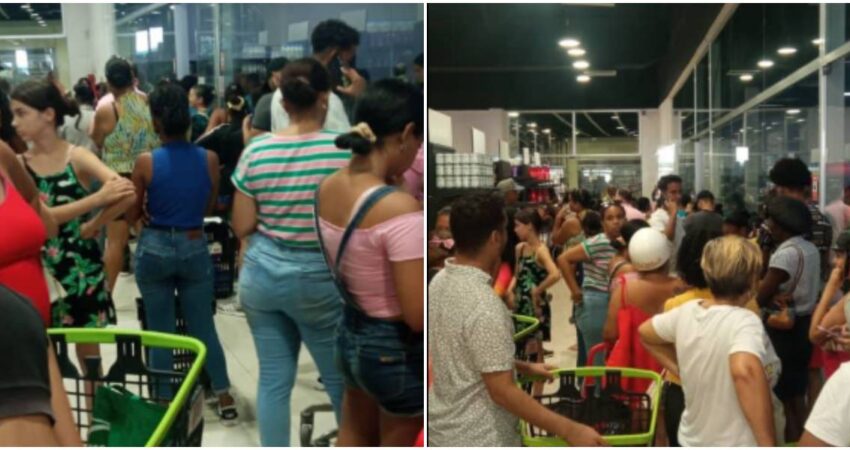 Cubanos hacen filas en tiendas de divisas de Santiago de Cuba para comprar lo indispensable y enfrentar el huracán Melissa mientras la gran mayoría no tiene acceso a alimentos básicos filas en tiendas de divisas en Cuba