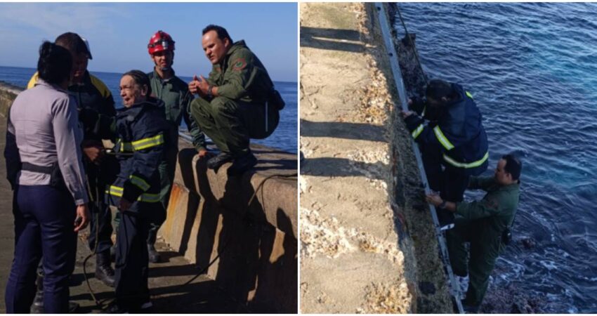 Golpeada por el oleaje: el angustioso rescate de una anciana en el Malecón que trascendió en las redes sociales Rescate en el Malecón