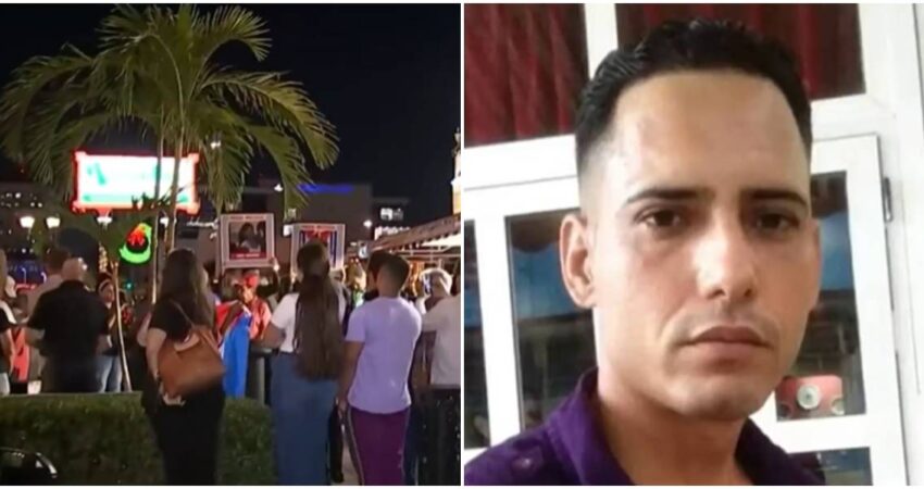Exilio cubano en Miami se congrega en el Versailles para solidarizarse con el preso político Yosvany Rosell García que lleva más de 40 días en huelga de hambre en una prisión en Cuba Vigilia en Versailles-preso político