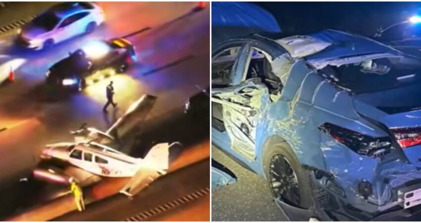 โMilagro en la I-95": avioneta aterriza de emergencia con dos personas a bordo sin reportar vรญctimas accidente de aviรณn-auto