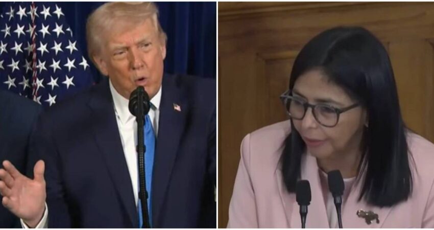 Presidente Trump lanza dura advertencia a Delcy Rodríguez, actual presidente de Venezuela trump-delcy