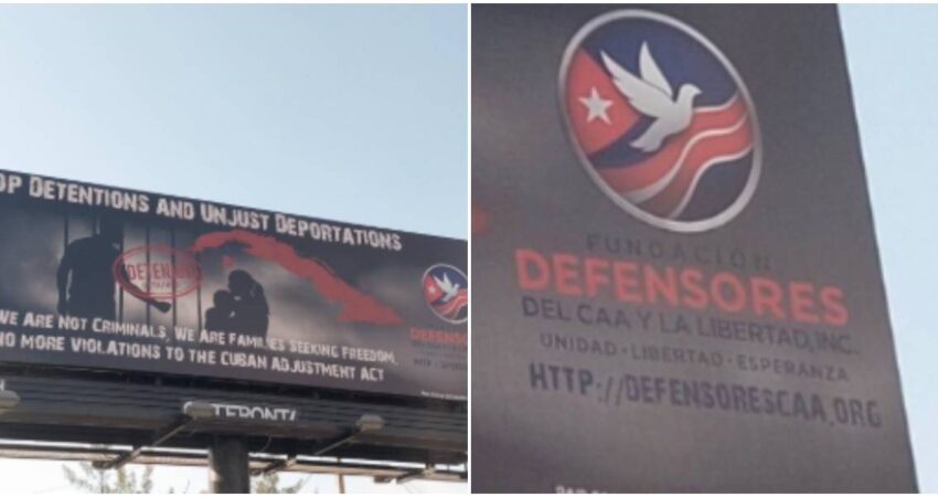 “No somos criminales": la valla en Miami que pide detener la deportación de cubanos valla publicitaria