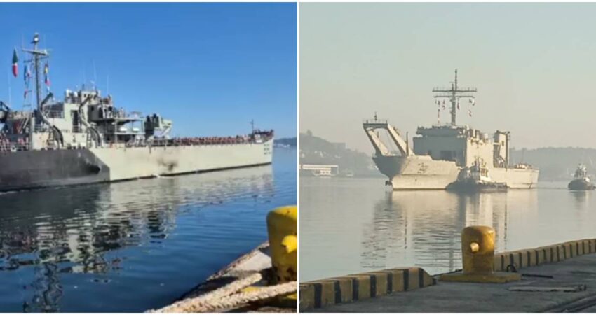 A primera hora: así fue la entrada de los buques mexicanos al puerto capitalino para entregar la ayuda humanitaria Barco de México